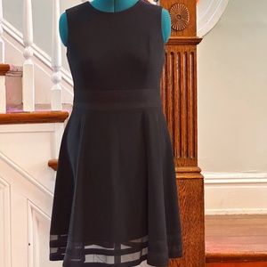 Calvin Klein Mesh Inset Fit & Flare Black Dress - 14
